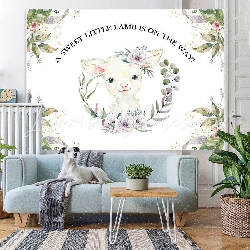 Lofaris A Sweet Little Lamb Is On The Way Baby Shower Backdrop