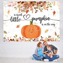 Lofaris Little Pumpkin And Yellow Leaves Baby Shower Backdrop