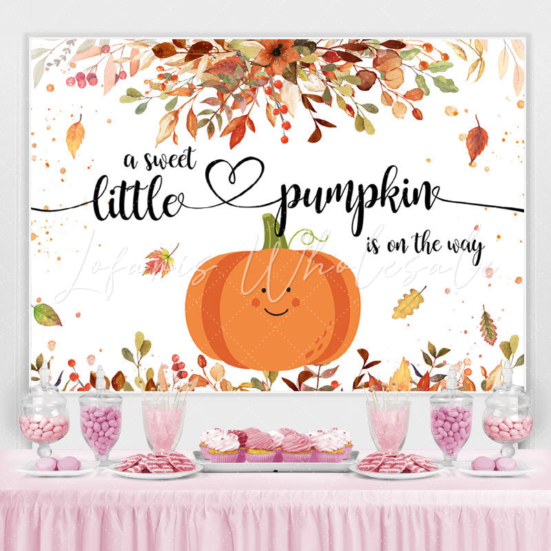 Lofaris Little Pumpkin And Yellow Leaves Baby Shower Backdrop