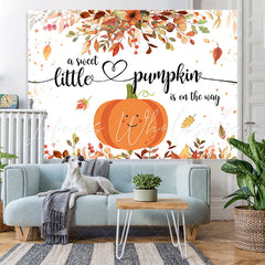 Lofaris Little Pumpkin And Yellow Leaves Baby Shower Backdrop