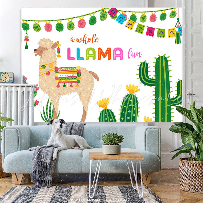 Lofaris A Whole Llama Fun Themed Colorful Birthday Backdrop