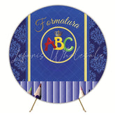 ABC Graduation Blue Round Backdrop for Kids Party