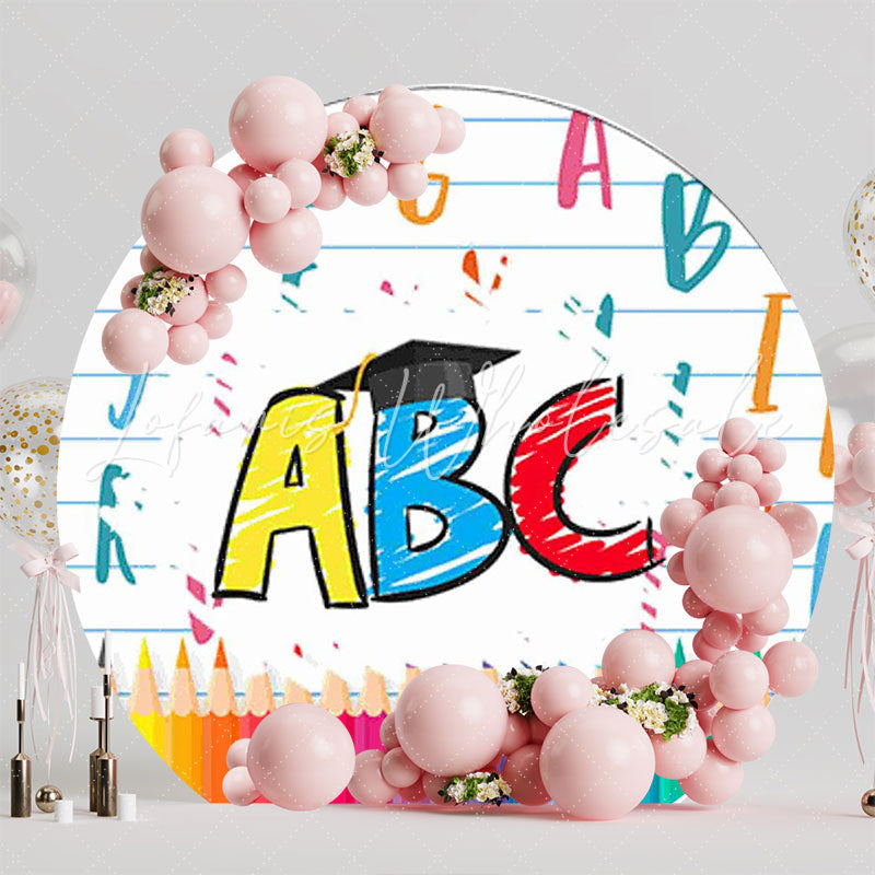 ABC Graduation Colorful Watercolor Round Backdrop