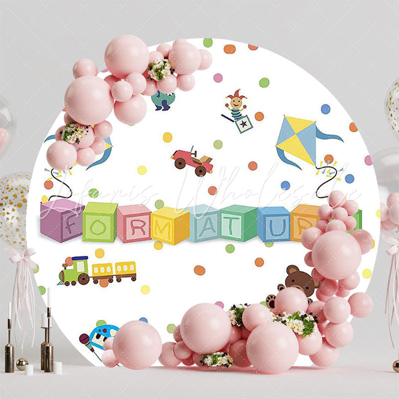 ABC Graduation Toys Round Backdrop for Graduation Party