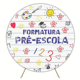 ABC Pre-School Graduation Round Backdrop for Kids