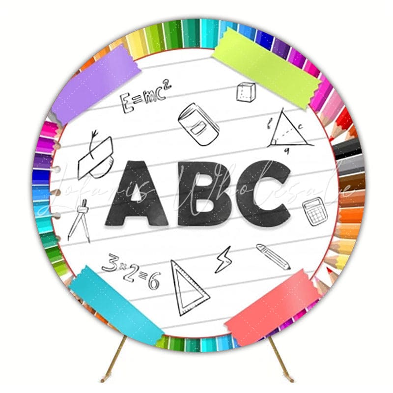 ABC School Learning Round Backdrop For Educational Themes