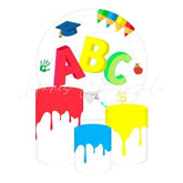 ABC Themed Round Backdrop and Cylinders Kit for Kids Parties