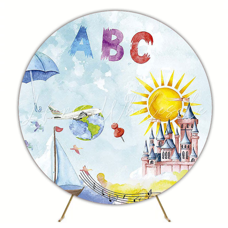ABC Watercolor Round Backdrop for Children¡¯s Learning Party