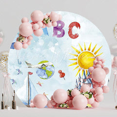 ABC Watercolor Round Backdrop for Children¡¯s Learning Party