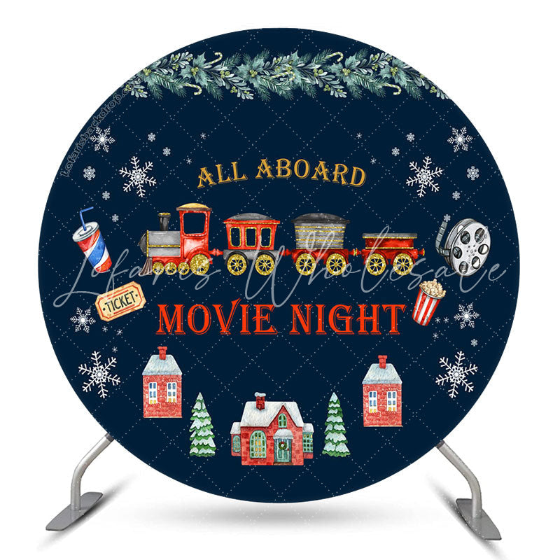 Lofaris Aboard Movie Night Christmas Round Birthday Backdrop
