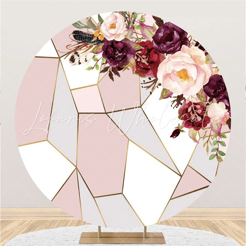 Lofaris Abstract Glitter Art And Floral Themed Round Backdrop
