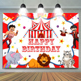 Lofaris Acrobatic Troupe Red White Happy Birthday Backdrop