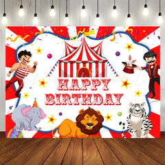 Lofaris Acrobatic Troupe Red White Happy Birthday Backdrop
