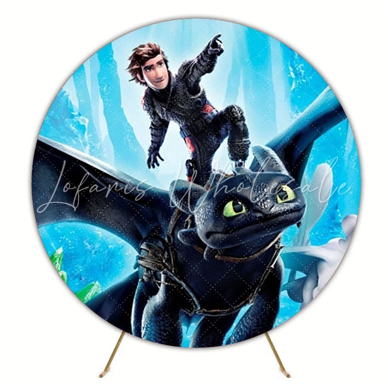 Action-Packed How to Train Your Dragon Round Backdrop For Adventure