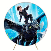 Action-Packed How to Train Your Dragon Round Backdrop For Adventure