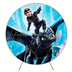 Action-Packed How to Train Your Dragon Round Backdrop For Adventure