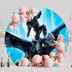 Action-Packed How to Train Your Dragon Round Backdrop For Adventure