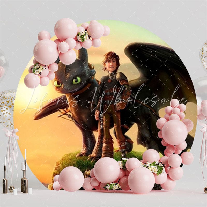 Action-Packed How To Train Your Dragon Round Backdrop For Party