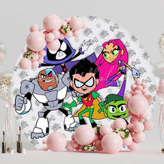 Action-Packed Teen Titans Round Backdrop For Superhero Party