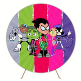 Action-Packed Teen Titans Round Backdrop For Superhero Party Fun