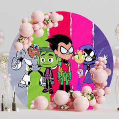 Action-Packed Teen Titans Round Backdrop For Superhero Party Fun