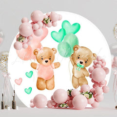Adorable Baby Shower Revelation Bear Round Backdrop For Party Celebration