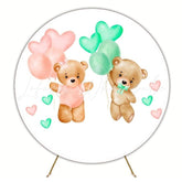 Adorable Baby Shower Revelation Bear Round Backdrop For Party Celebration