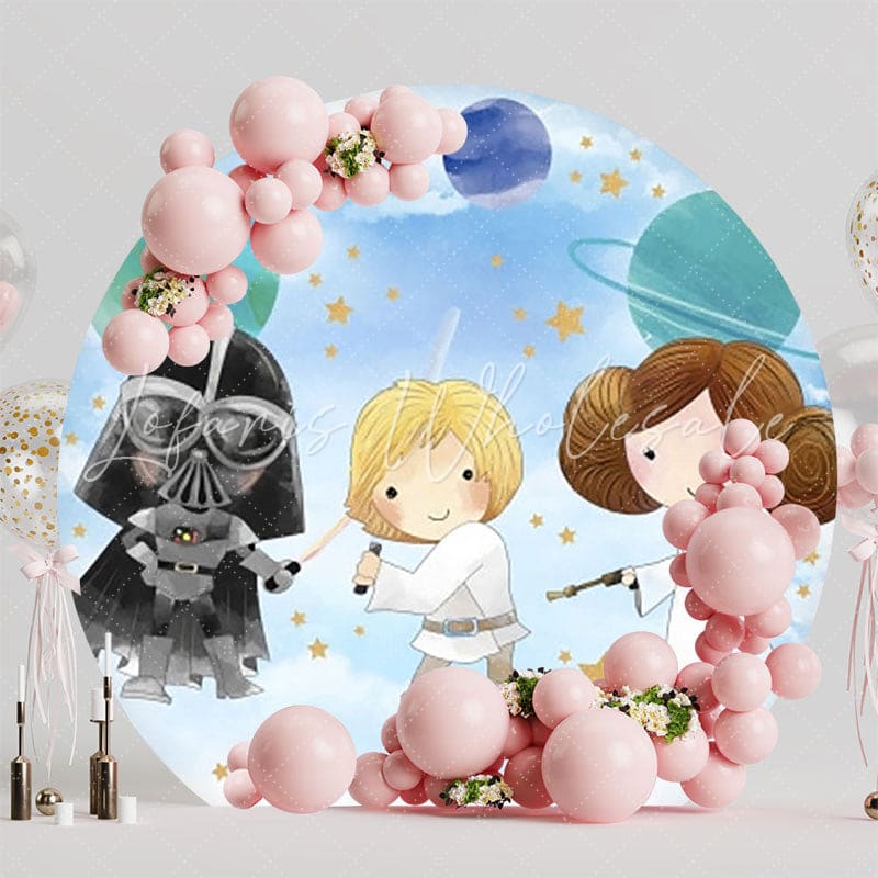 Adorable Baby Star Wars Round Backdrop For Galactic Theme Celebration