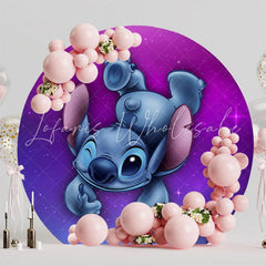 Adorable Lilo Stitch Round Backdrop For Playful Party Atmosphere