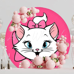 Adorable Marie Cat Kids Party Round Backdrop For Cute Celebration