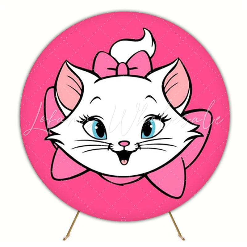 Adorable Marie Cat Kids Party Round Backdrop For Cute Celebration