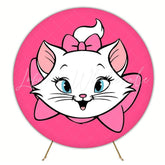 Adorable Marie Cat Kids Party Round Backdrop For Cute Celebration