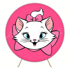 Adorable Marie Cat Kids Party Round Backdrop For Cute Celebration