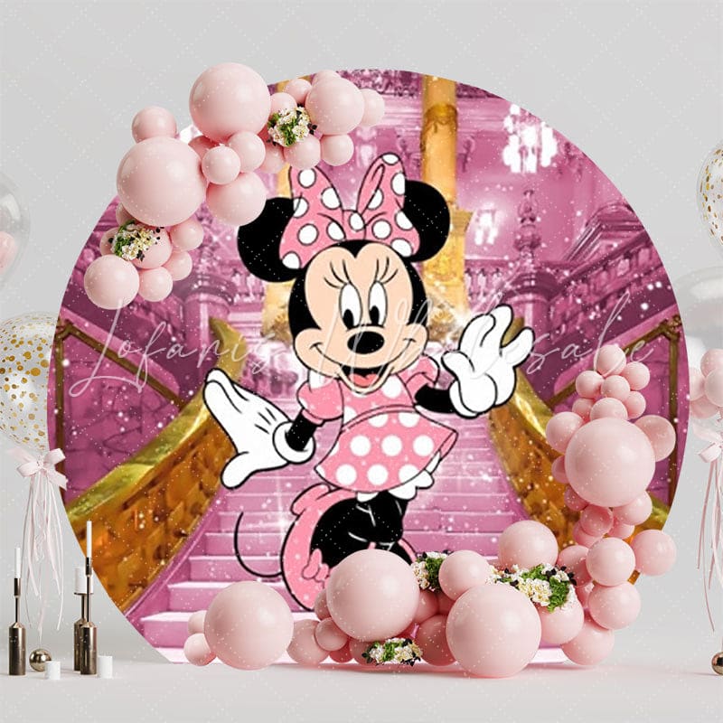 Adorable Minnie Round Backdrop For Classic Disney-Themed Celebration