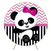 Adorable Panda Theme Kids Party Round Backdrop For Cute Setting