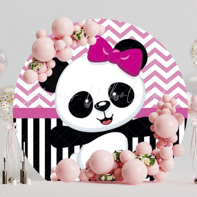 Adorable Panda Theme Kids Party Round Backdrop For Cute Setting