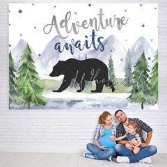 Lofaris Adventure A Wait With Bear Baby Shower Backdrop For Boy