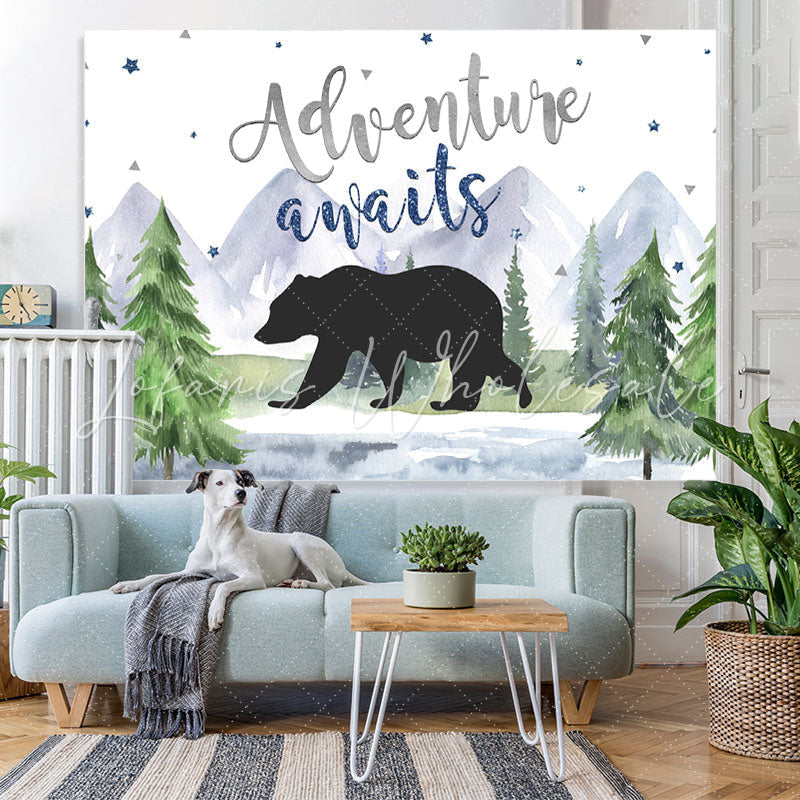 Lofaris Adventure A Wait With Bear Baby Shower Backdrop For Boy