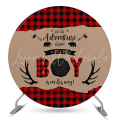Lofaris Adventure Begin Boy Antler Round Baby Shower Backdrop