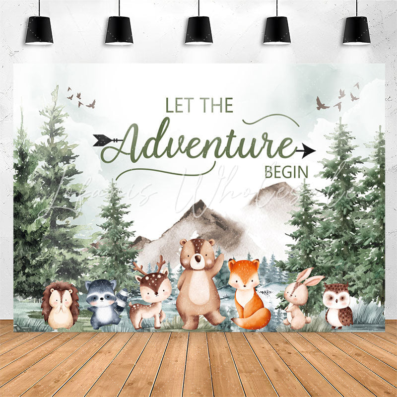 Lofaris Adventure Begin Forest Animals Baby Shower Backdrop