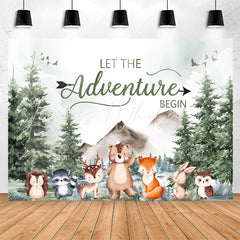 Lofaris Adventure Begin Forest Animals Baby Shower Backdrop