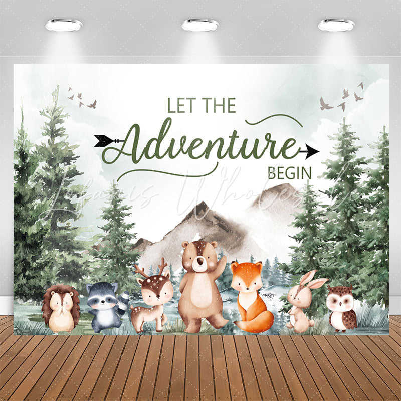 Lofaris Adventure Begin Forest Animals Baby Shower Backdrop