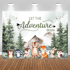 Lofaris Adventure Begin Forest Animals Baby Shower Backdrop