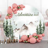 Lofaris Adventure Begin Forest Round Baby Shower Backdrop