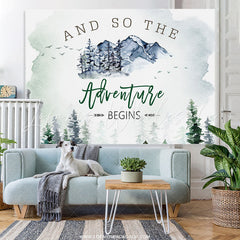 Lofaris Adventure Begins Foggy Forest Baby Shower Backdrop