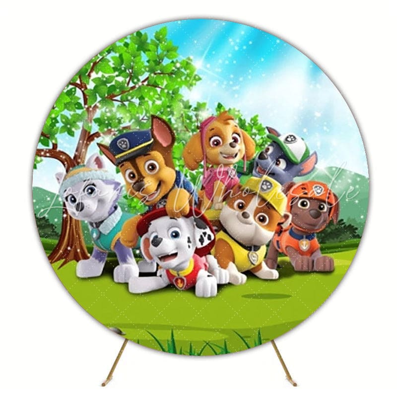 Adventure Paw Patrol Round Backdrop For Kids Birthday Party