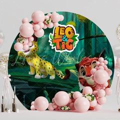 Adventurous Leo & Tig Round Backdrop For Kids Party Celebration