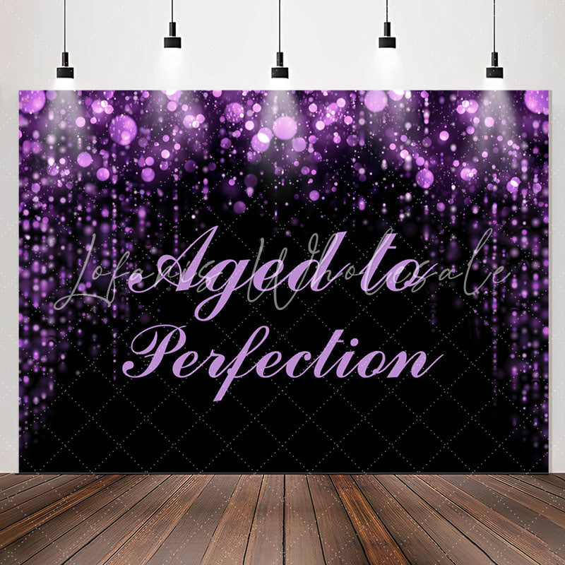 Lofaris Aged To Perfection Purple Bokeh Birthday Backdrop