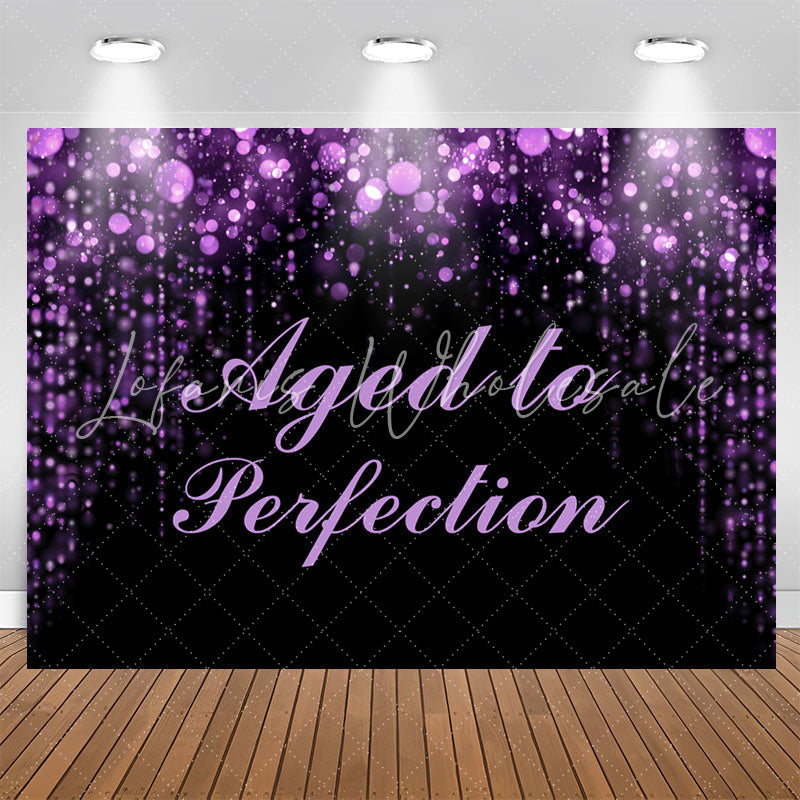 Lofaris Aged To Perfection Purple Bokeh Birthday Backdrop