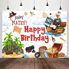 Lofaris Ahoy Matet Pirate Treasure Happy Birthday Backdrop